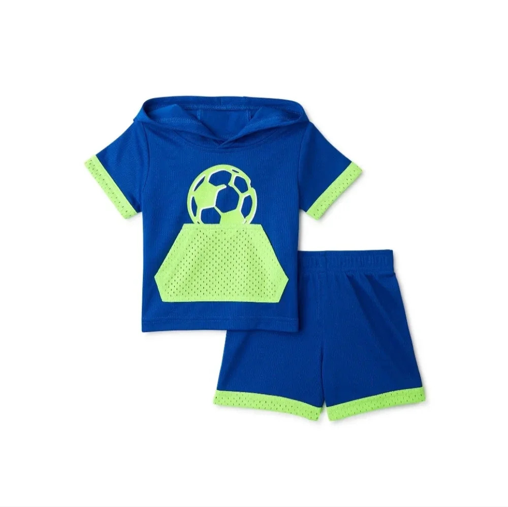 Athletic Works shirt with hood and shorts set Baby Boy NWT